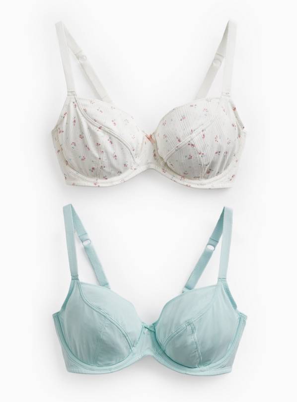 Ditsy Floral & Mint DD+ Plunge Bras 2 Pack 34DD
